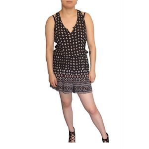 Xhilaration Womens Romper Printed Shorts Tribal Bohemian Size Large Lined West